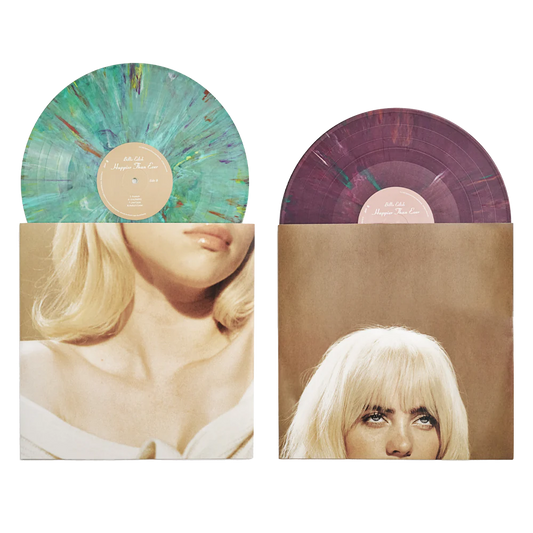 Billie eilishs happier than ever album on color colored vinyl lp record