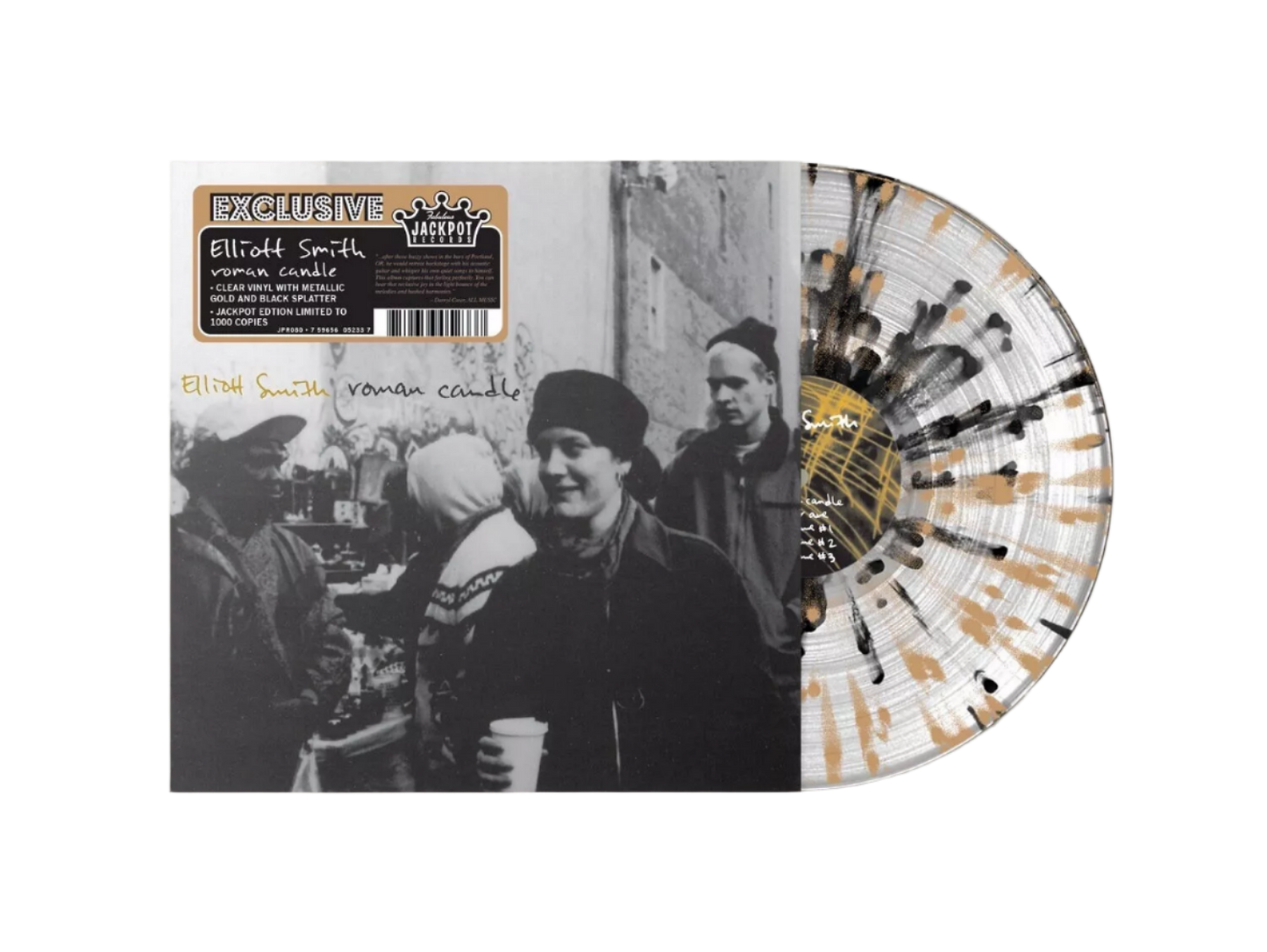 Elliot Smith Roman Candle On Clear Vinyl With gold and black splatter