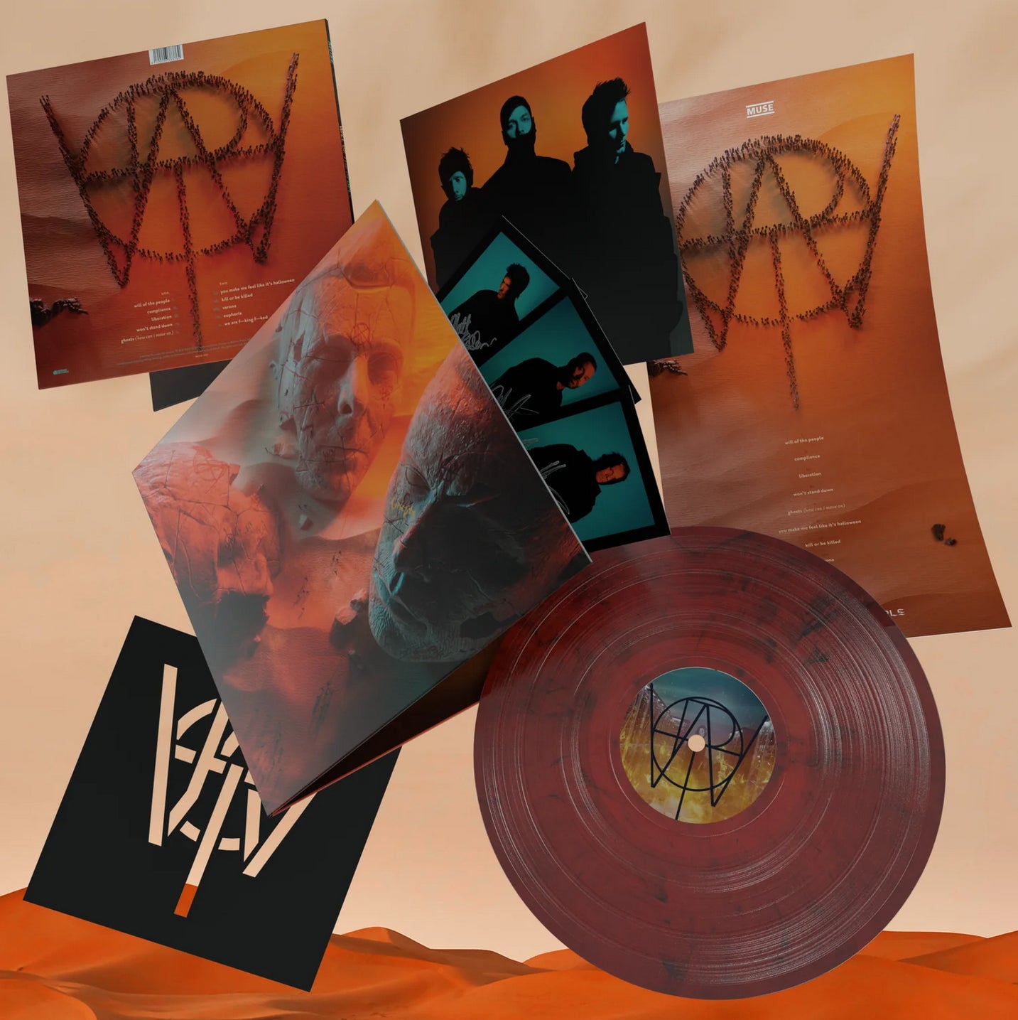 Muse will of the people album on red marbled vinyl lp record