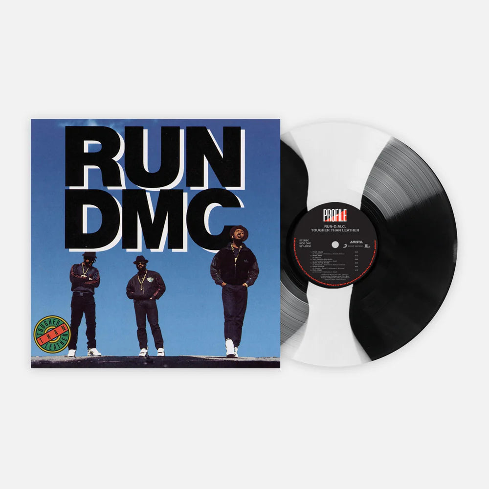 Run d m c tougher than leather album on black white color vinyl lp record