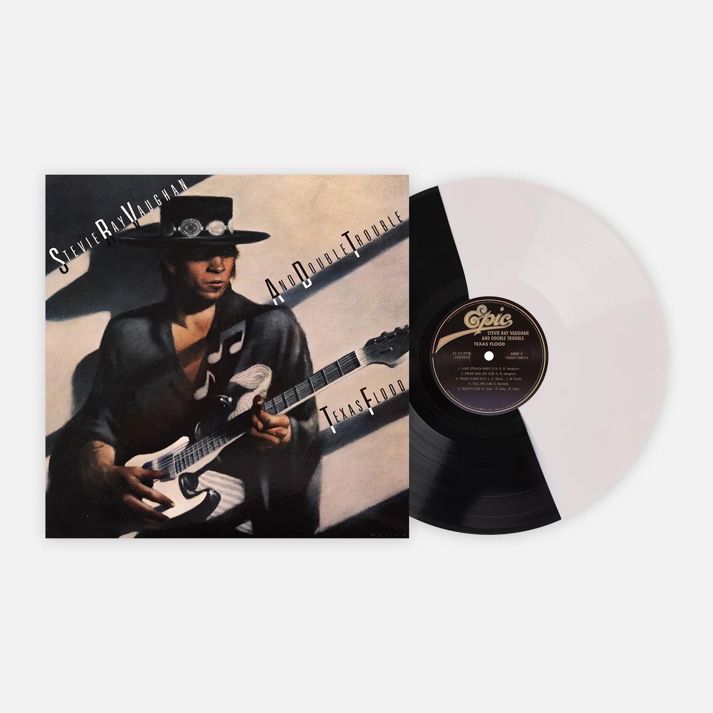 Stevie ray vaughan texas flood album on black white color vinyl lp record