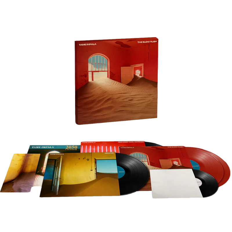 Tame impala the slow rush album on red color vinyl lp record