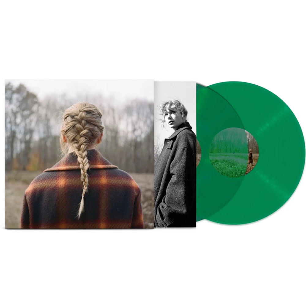 Taylor swift evermore deluxe version album on transparent green color vinyl lp record