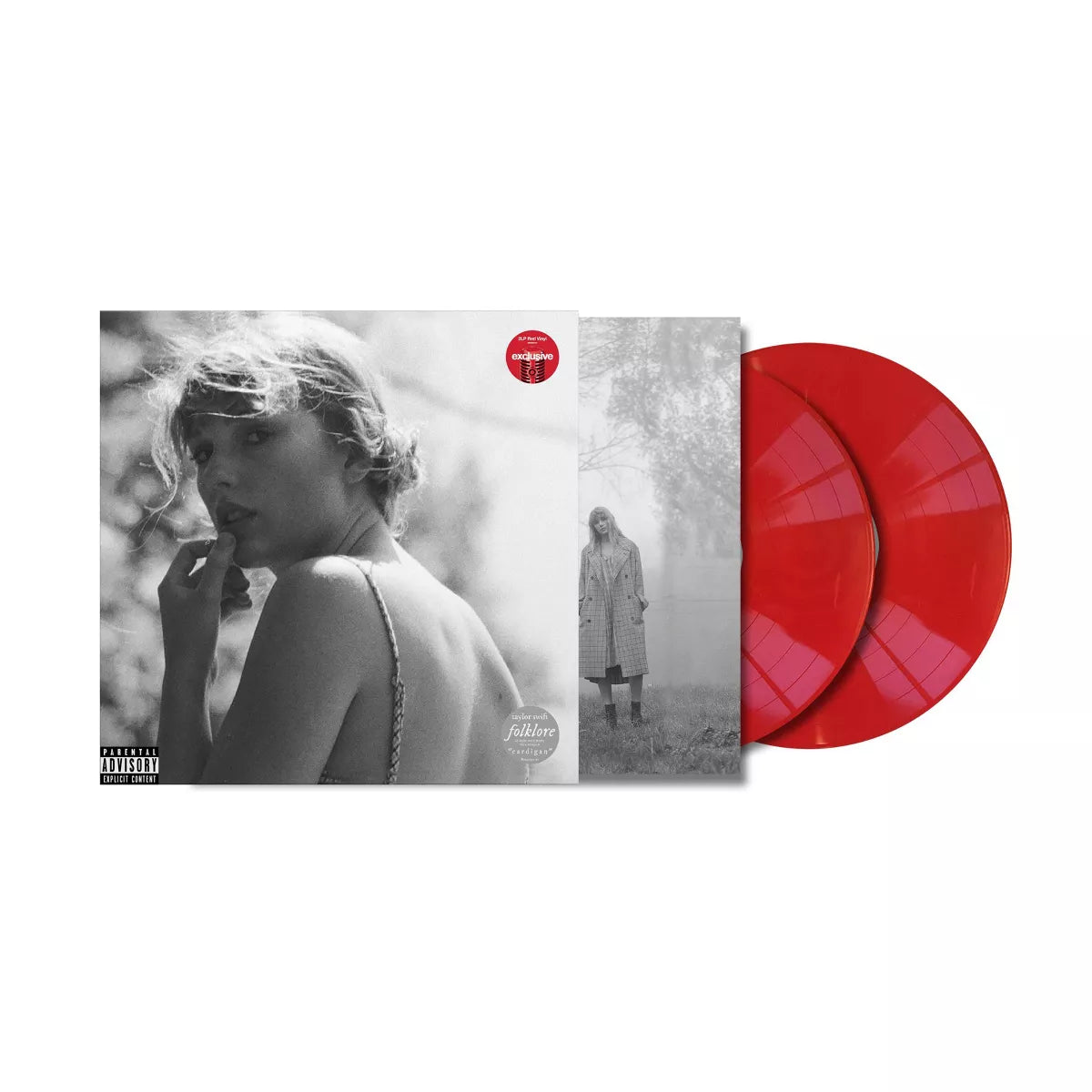 Taylor swifts folklore deluxe version album on red colored 1 vinyl lp record