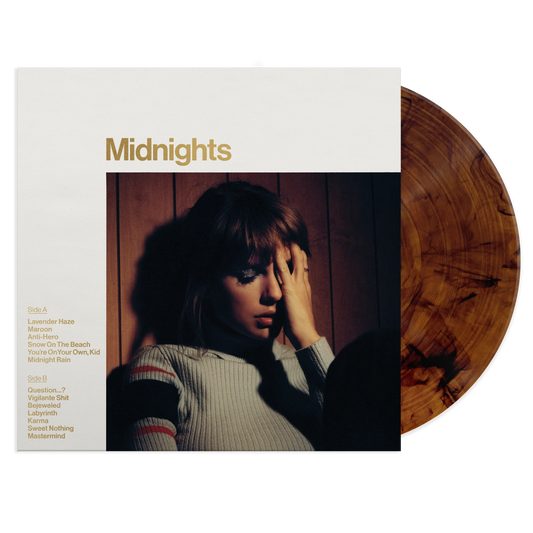 Taylor swift midnights album on mahogany brown marbled variant color vinyl lp record