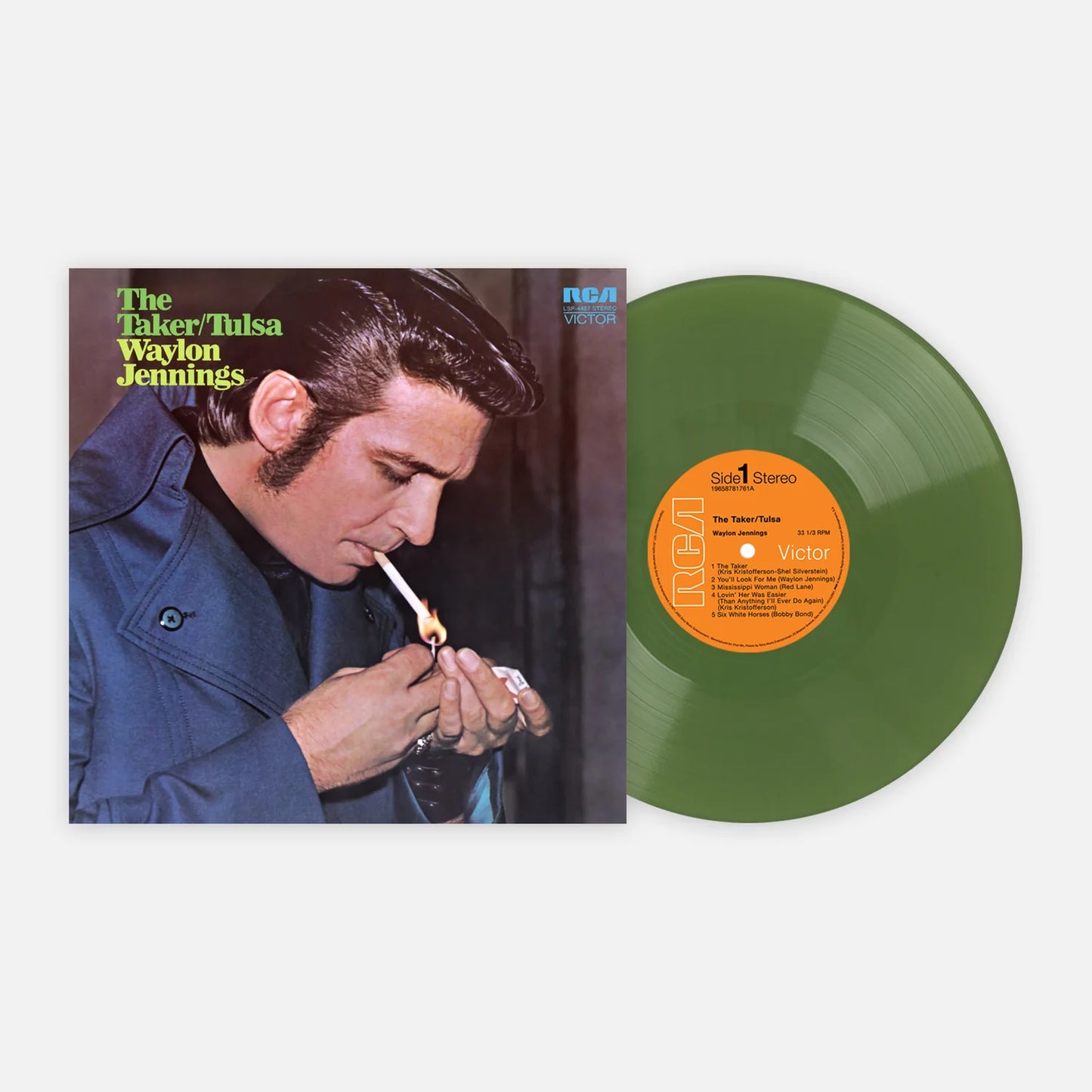 Waylon jennings the taker tulsa album on green color vinyl lp record
