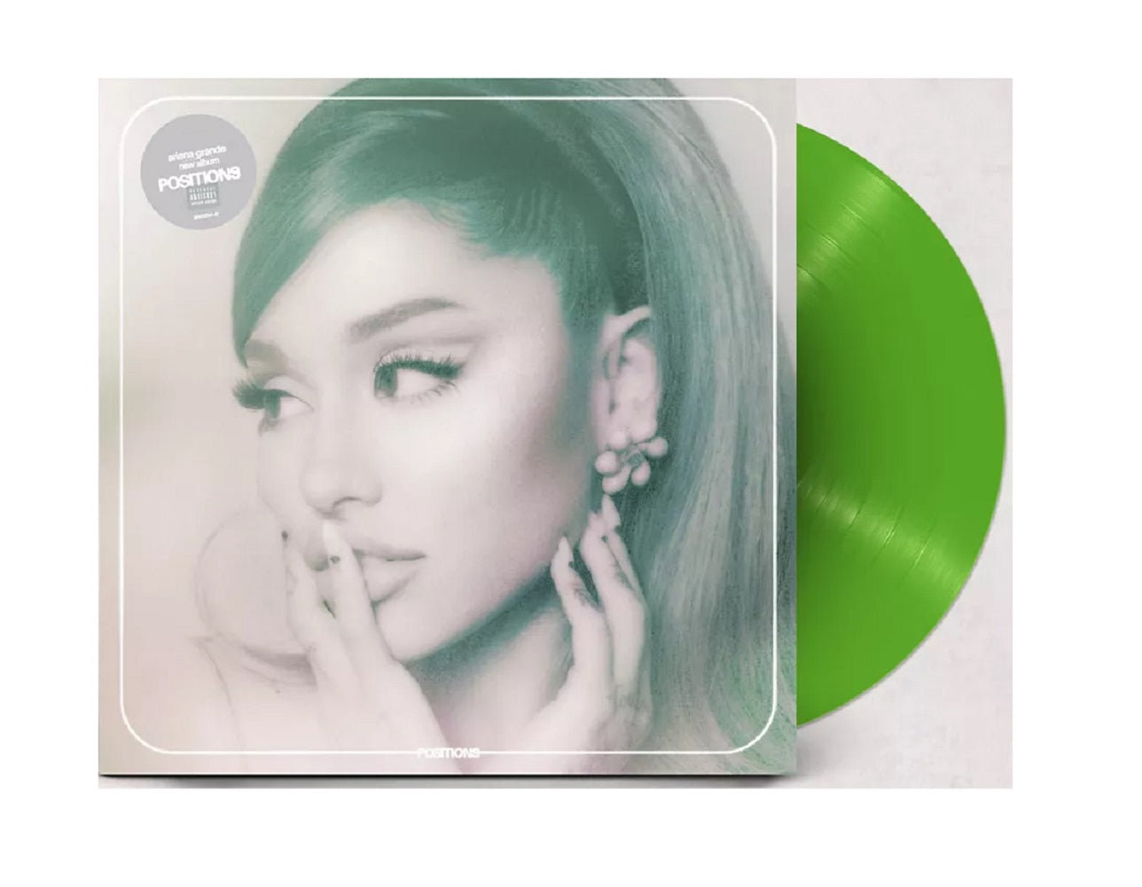 Ariana grandes positions album on green colored vinyl lp record