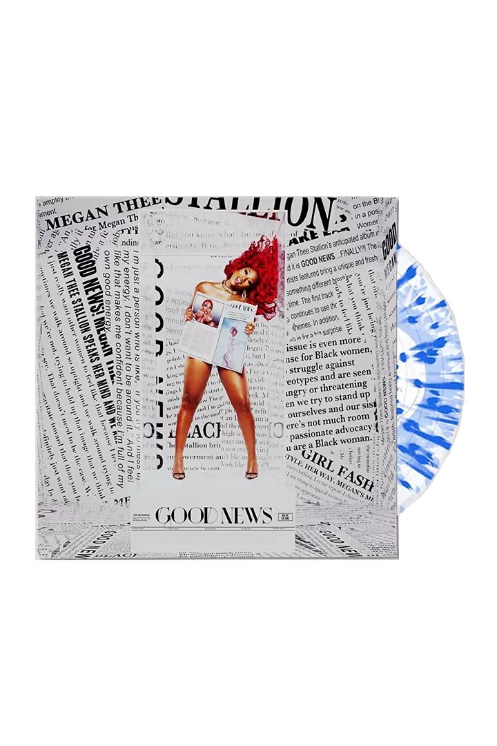 Megan thee stallion good news album on blue streaked white swirl vinyl lp record