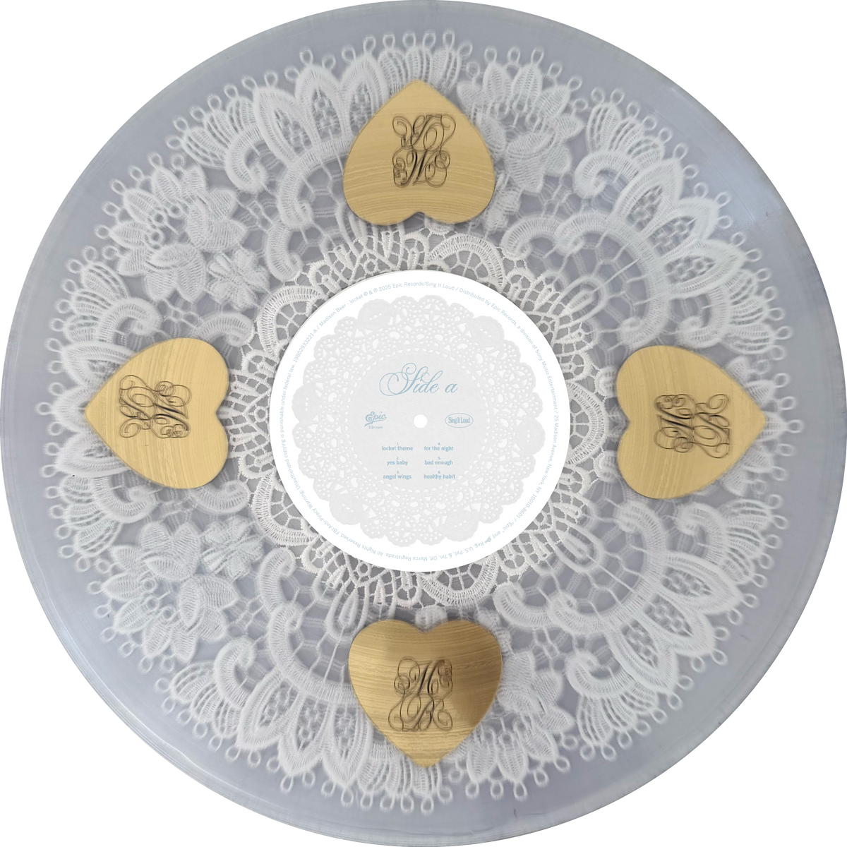 Madison Beer - locket - Gold Locket & Lace Doily-Filled Vinyl - LP