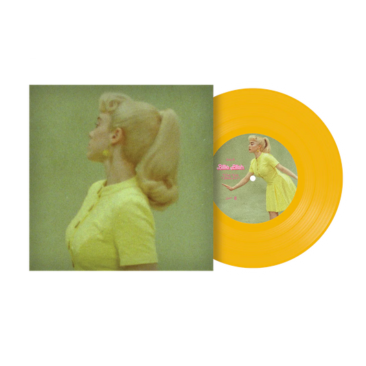 Billie Eilish What Was I Made For Single from the motion picture movie Barbie on yellow color variant vinyl record