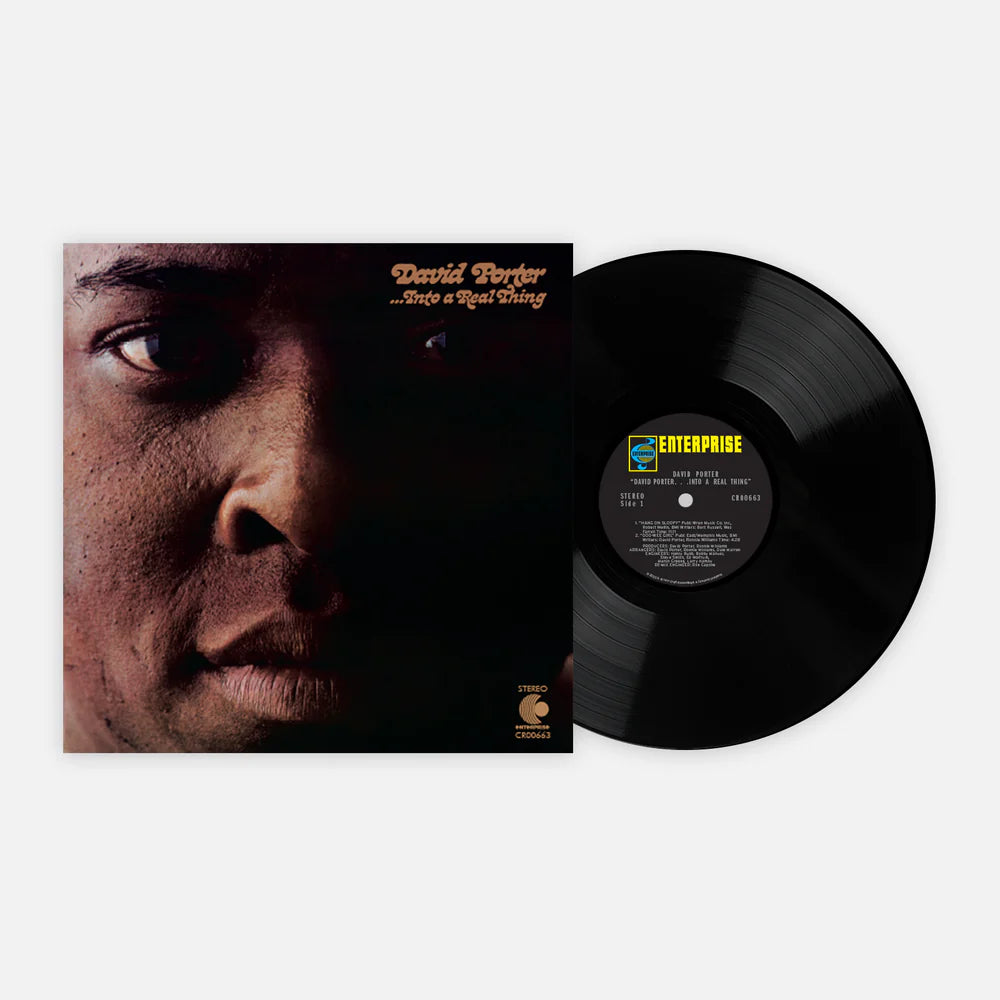 David porter into a real thing album on black color vinyl lp record