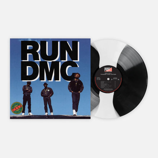 Run d m c tougher than leather album on black white color vinyl lp record