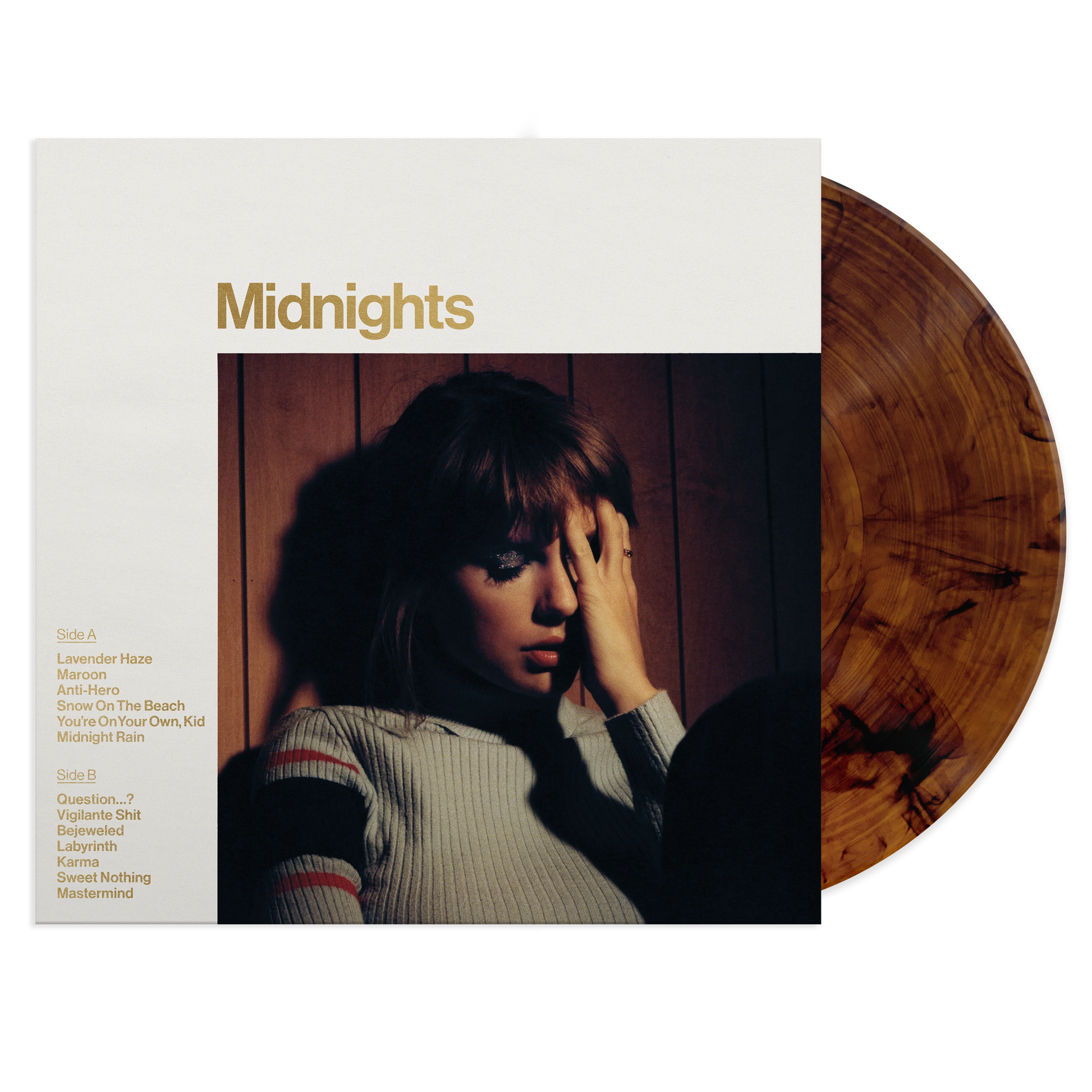 Taylor Swift Midnights Album On Mahogany Brown Marbled Version Limited Edition Vinyl LP Record Variant