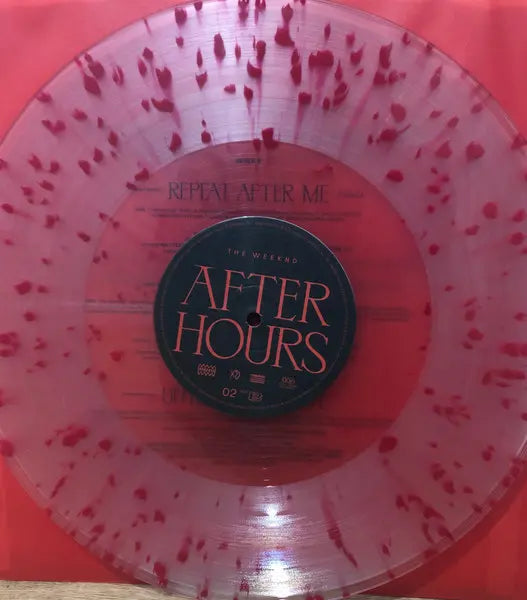 The Weeknd after hours album on clear with red splatter colored variant vinyl disc 2