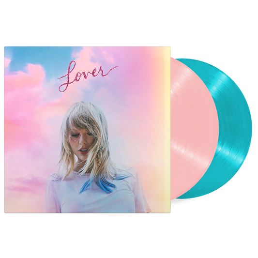 taylor swift's "lover" album on pink and blue colored vinyl LP records limited edition