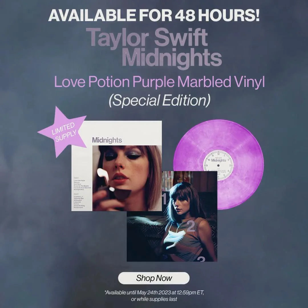 Taylor Swift Midnights Special Edition Love Potion Purple Marbled Vinyl LP Original advertisement From official website