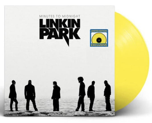 image of linkin park's minutes to midnight album on yellow colored vinyl LP record
